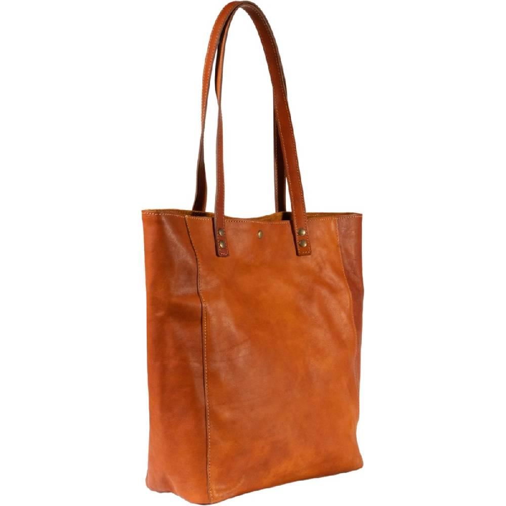 Lartigiano Del Cuoio Shopping bag in pelle color cuoio realizzata a mano in Toscana Italy