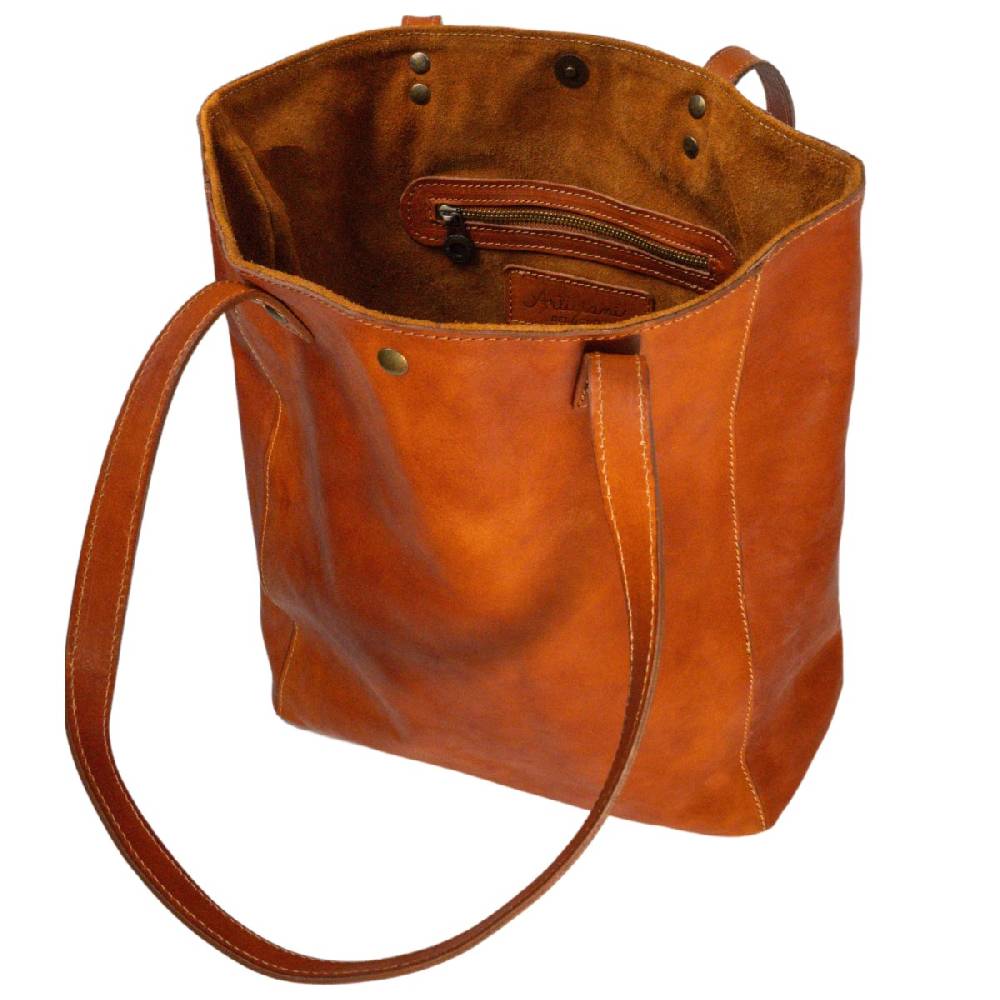 Lartigiano Del Cuoio Shopping bag in pelle color cuoio realizzata a mano in Toscana Italy