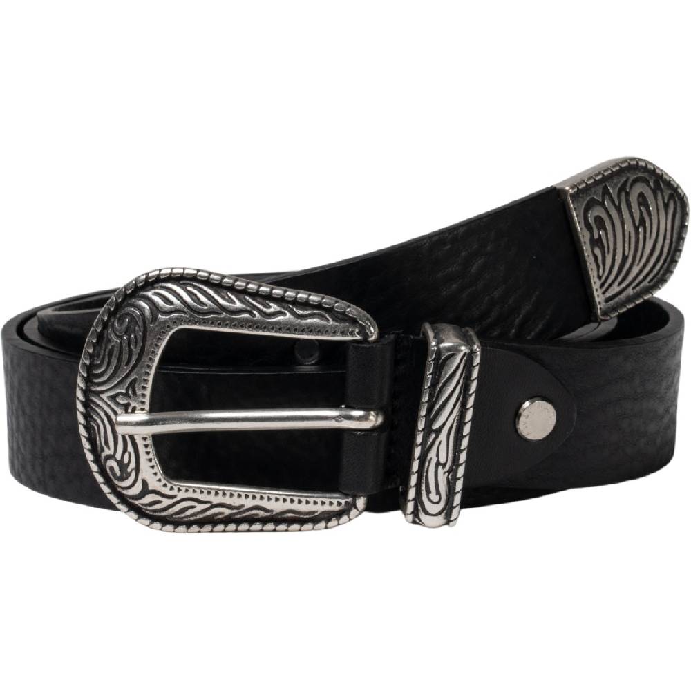 Lartigiano Del Cuoio Cintura western donna in pelle nero con puntale in metallo inciso Spedizione Gratuita