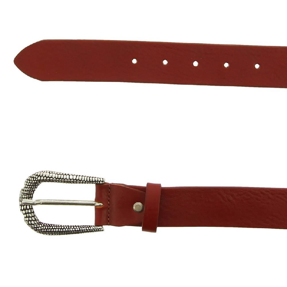 Lartigiano Del Cuoio Cintura da donna in pelle marrone con fibbia squamata in metallo Promozione Limitata