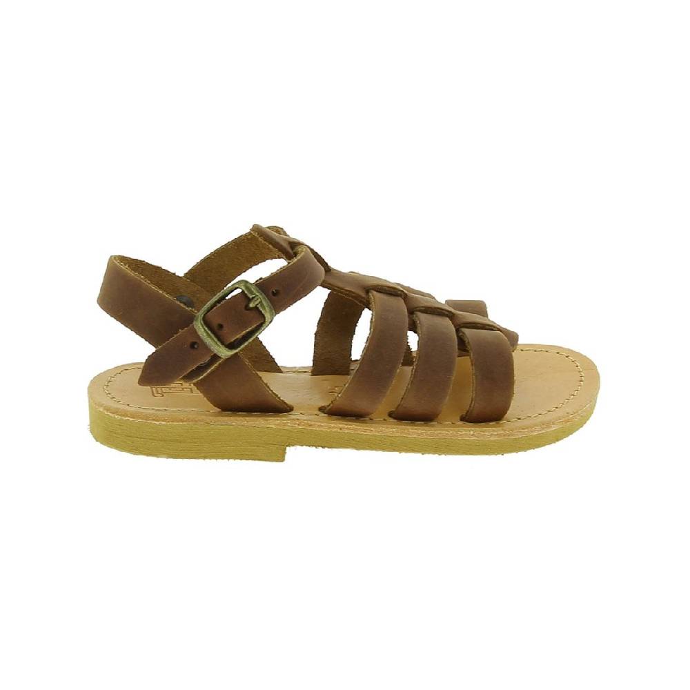 Lartigiano Del Cuoio Sandali gladiatore da bambino in pelle nubuck marrone chiusura con fibbia Fino Al -60%