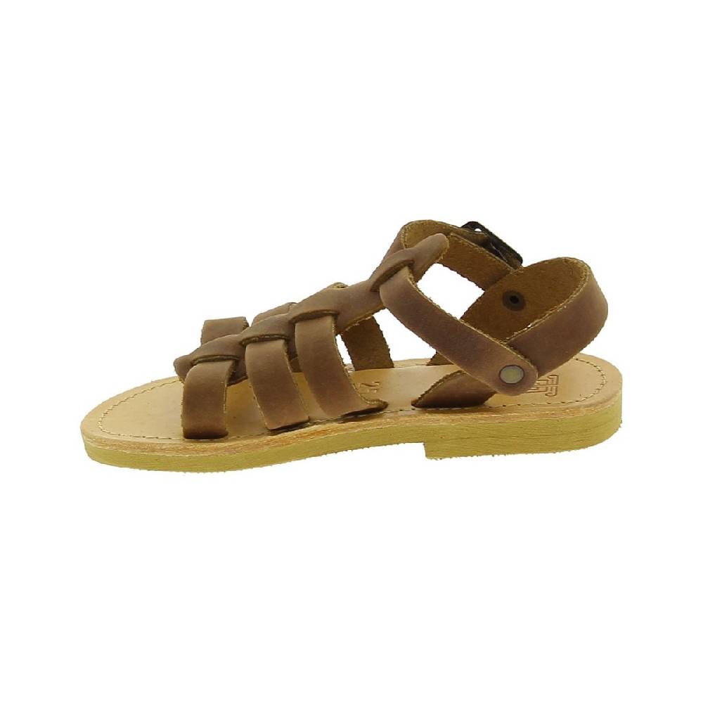 Lartigiano Del Cuoio Sandali gladiatore da bambino in pelle nubuck marrone chiusura con fibbia Fino Al -60%