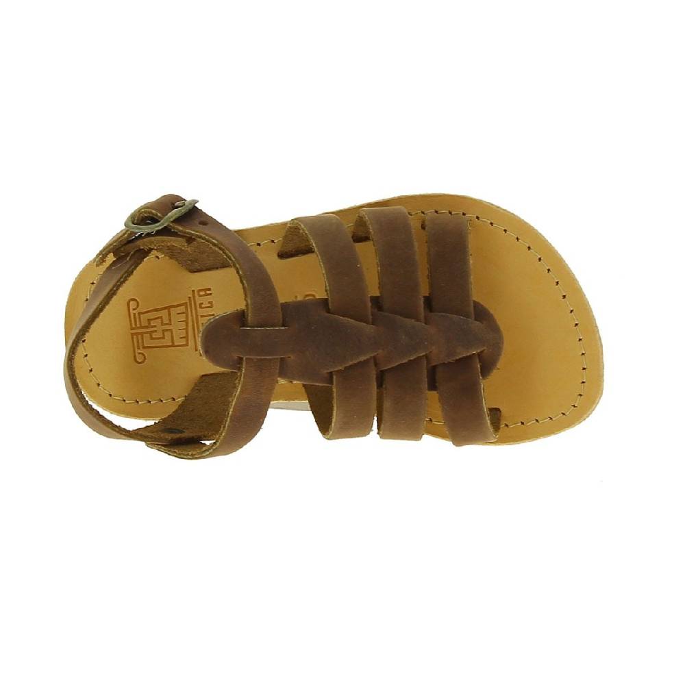 Lartigiano Del Cuoio Sandali gladiatore da bambino in pelle nubuck marrone chiusura con fibbia Fino Al -60%