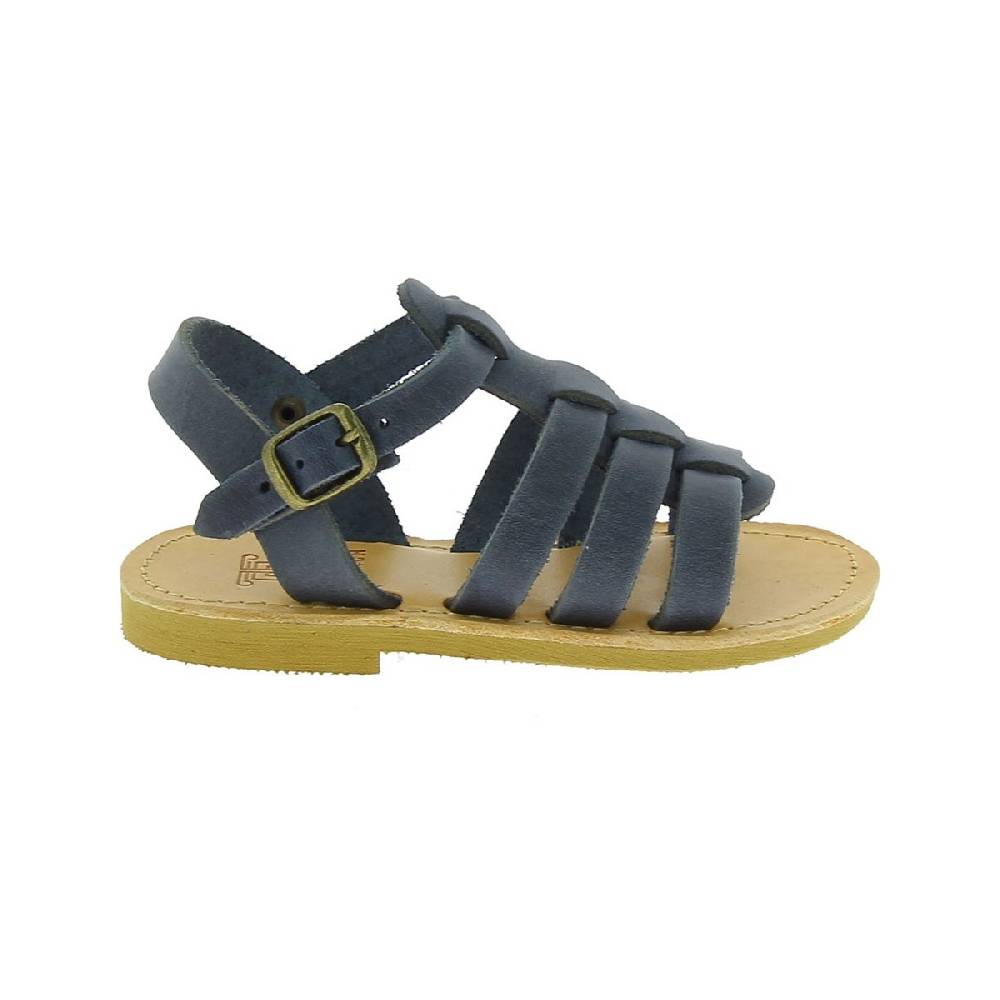 Lartigiano Del Cuoio Sandalo da bambino in morbida pelle nubuck blu chiusura con fibbia Sottocosto