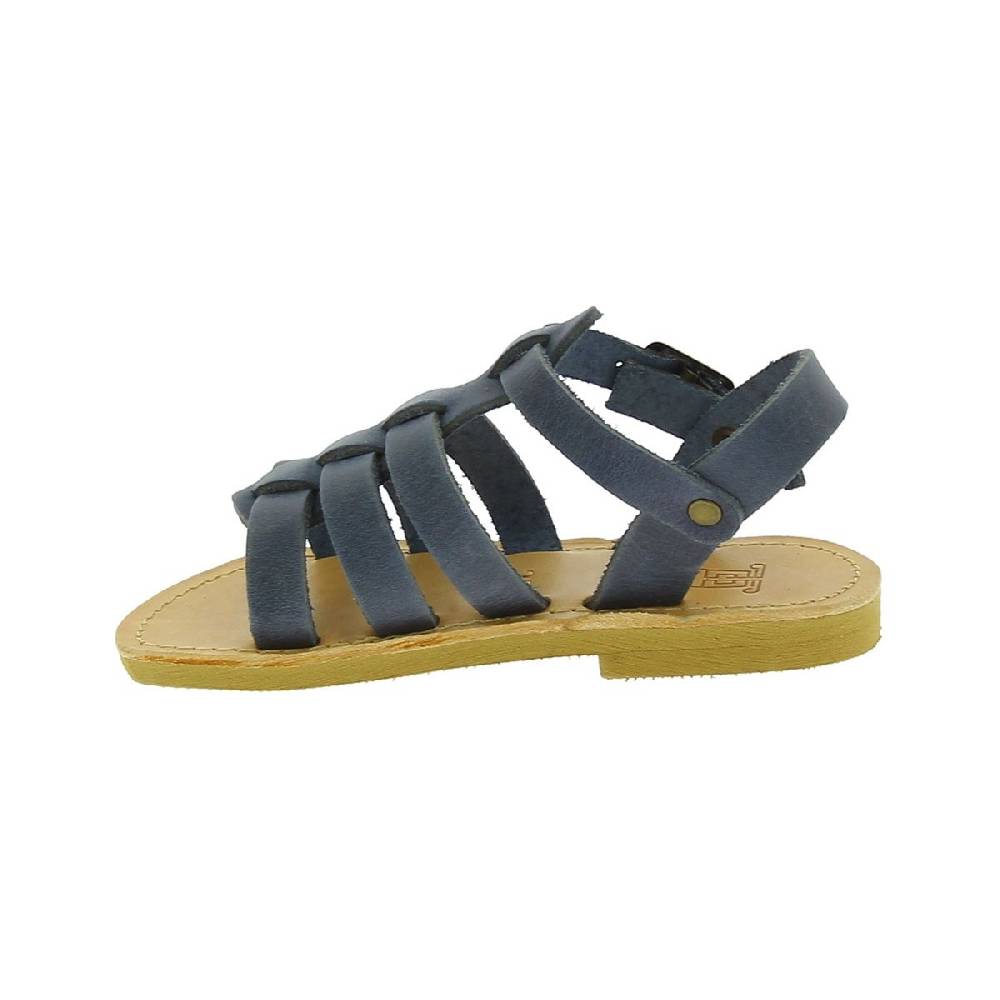 Lartigiano Del Cuoio Sandalo da bambino in morbida pelle nubuck blu chiusura con fibbia Sottocosto