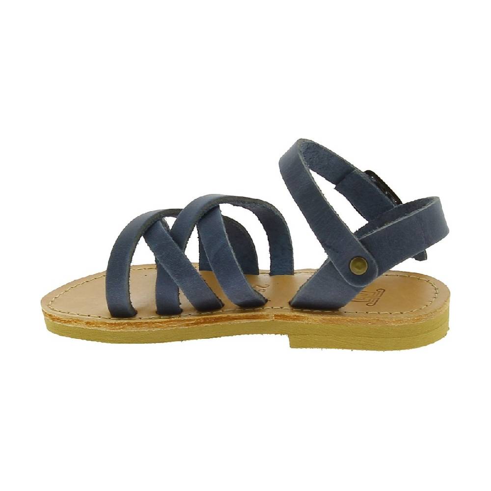 Lartigiano Del Cuoio Sandali intrecciati gladiatore da bambino in pelle nubuck blu chiusura con fibbia Novità