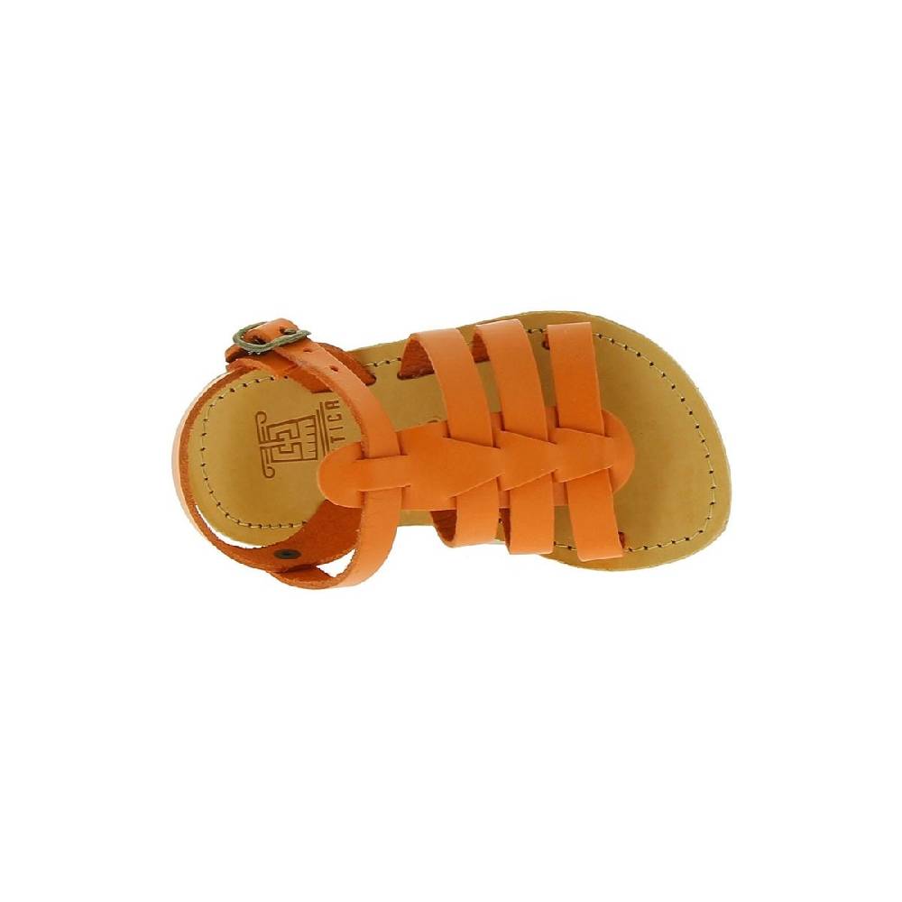 Lartigiano Del Cuoio Sandalo da bambino in pelle di vitello arancione chiusura con fibbia Sconto