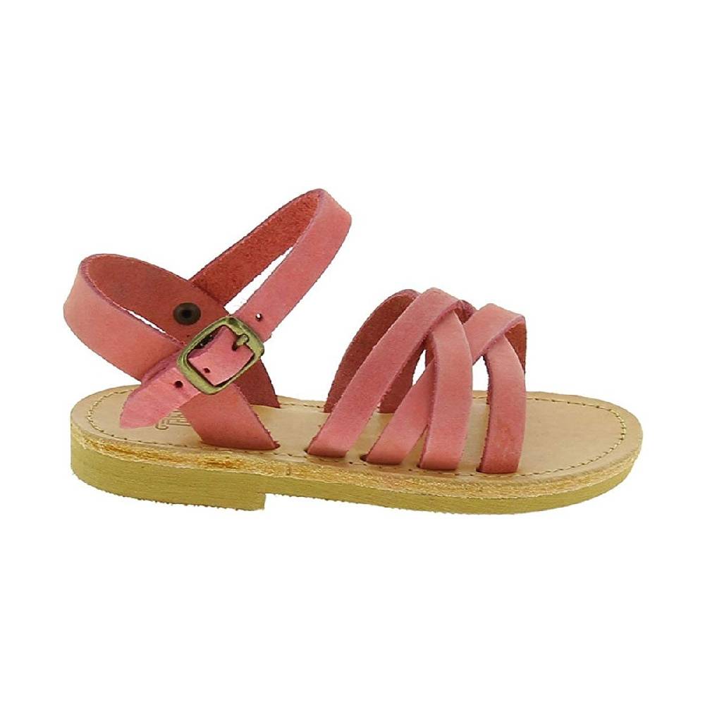 Lartigiano Del Cuoio Sandali intrecciati da bambina in pelle nubuck rosa chiaro chiusura con fibbia Online