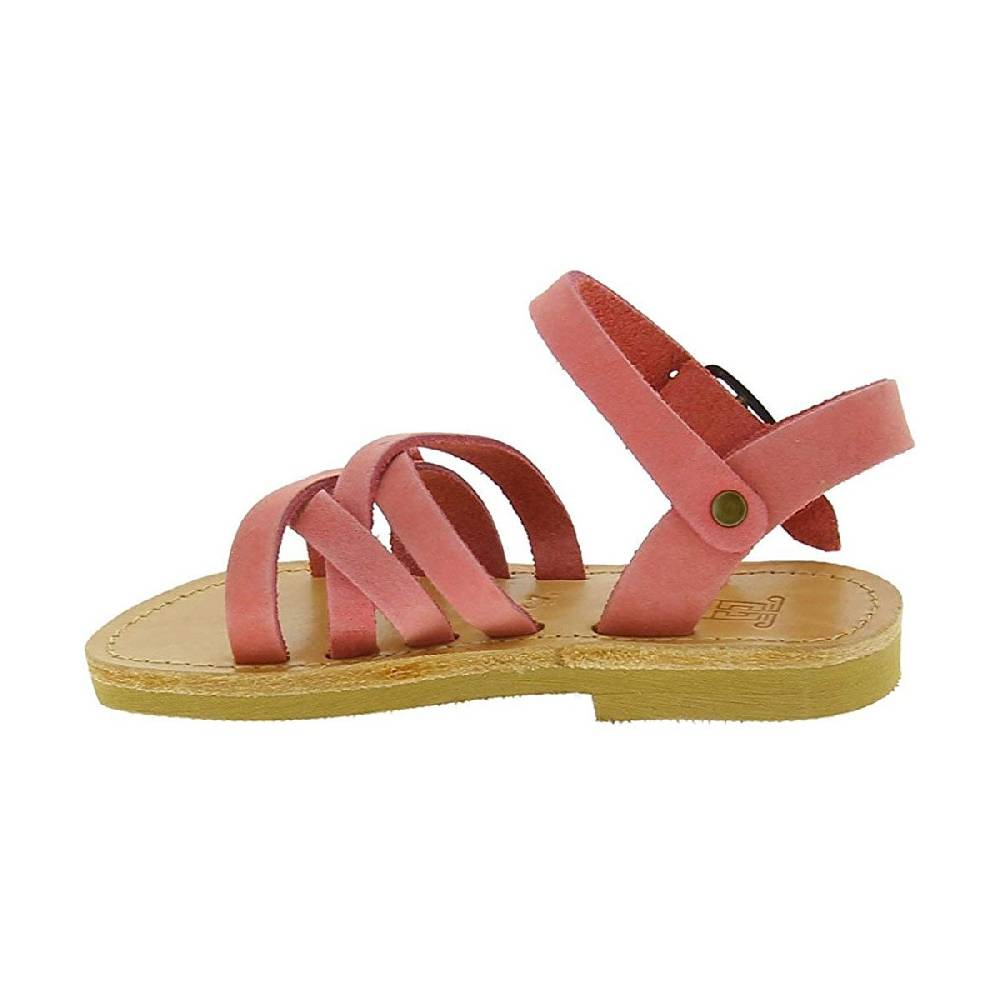 Lartigiano Del Cuoio Sandali intrecciati da bambina in pelle nubuck rosa chiaro chiusura con fibbia Online