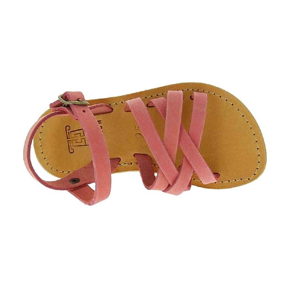 Lartigiano Del Cuoio Sandali intrecciati da bambina in pelle nubuck rosa chiaro chiusura con fibbia Online