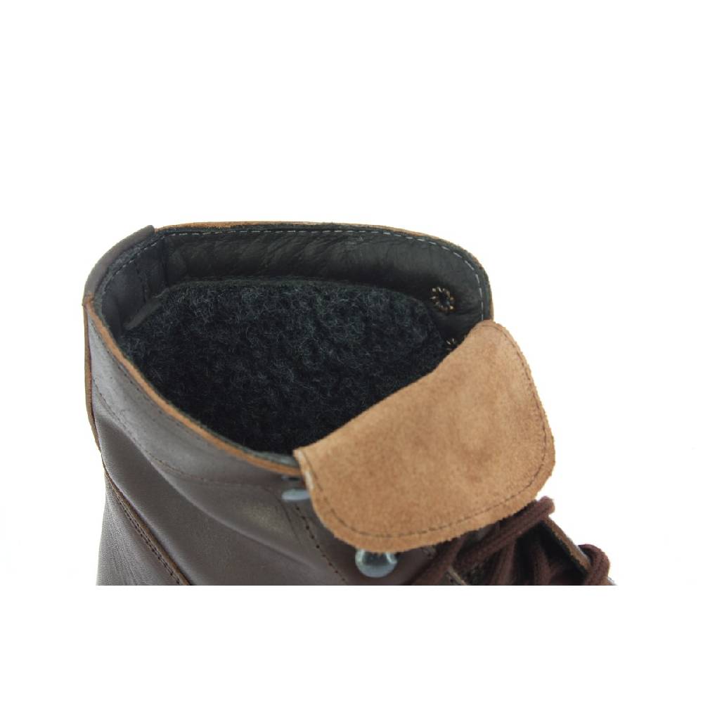 Lartigiano Del Cuoio Stivaletti da donna in pelle marrone scuro con fodera invernale Moda