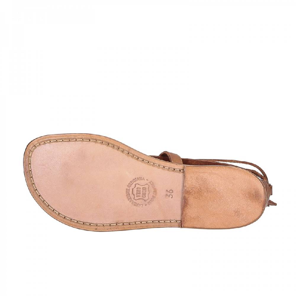 Lartigiano Del Cuoio Sandali alla schiava artigianali in pelle color cuoio Soddisfazione Garantita