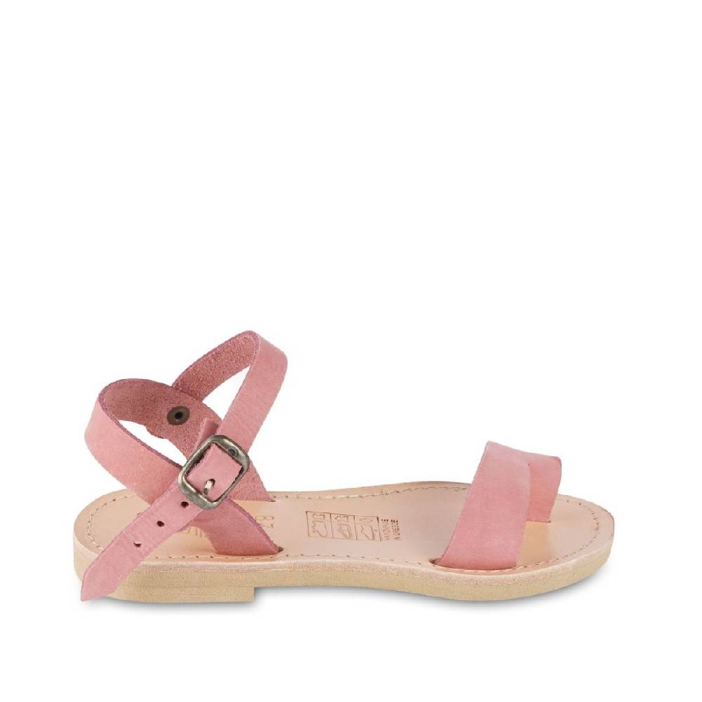Lartigiano Del Cuoio Sandali infradito da bambina in pelle nubuk rosa chiusura con fibbia Offerte