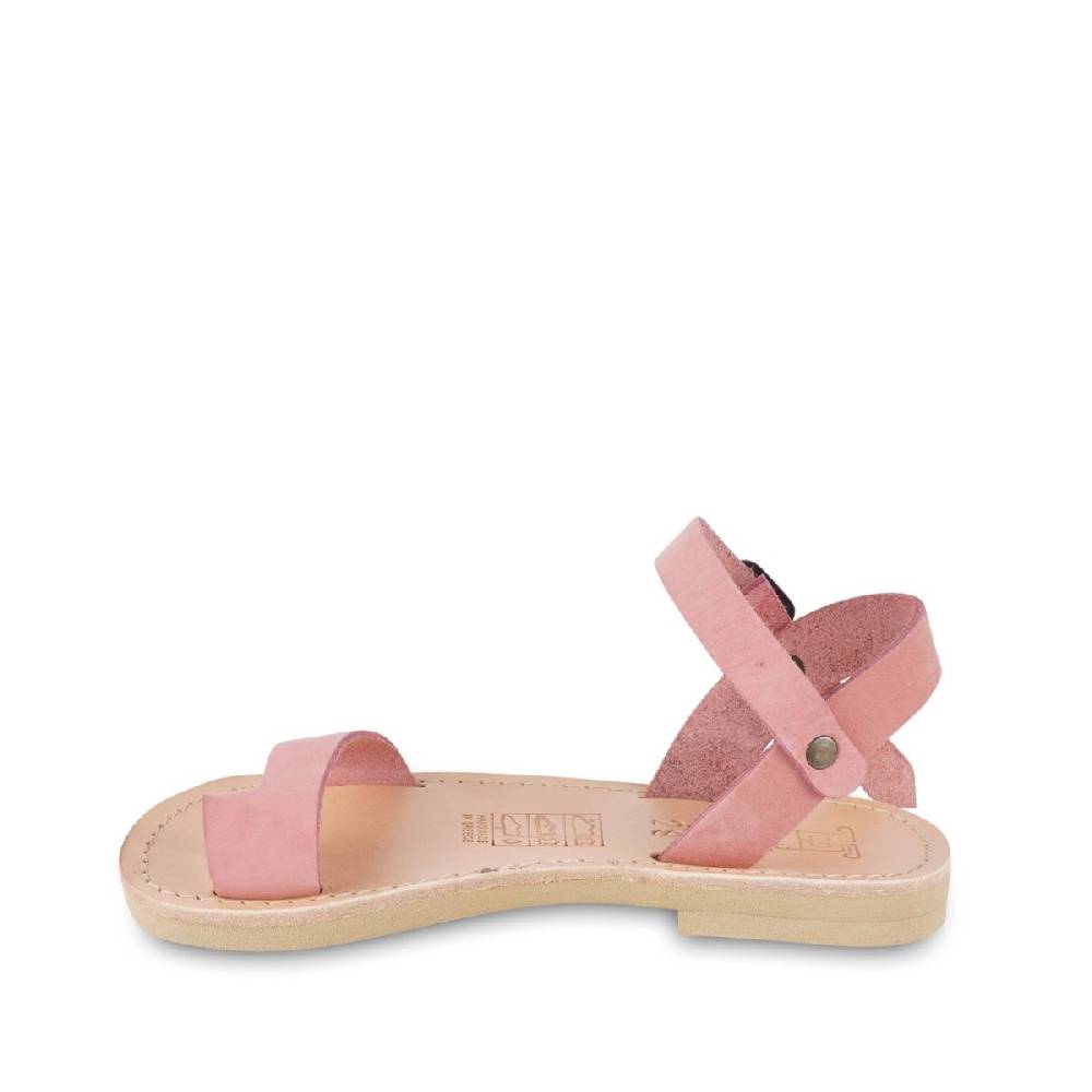 Lartigiano Del Cuoio Sandali infradito da bambina in pelle nubuk rosa chiusura con fibbia Offerte