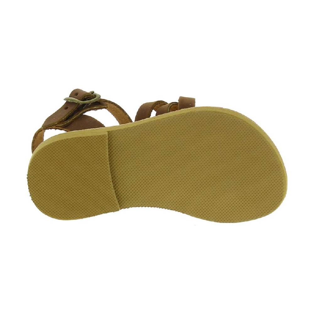 Lartigiano Del Cuoio Sandali intrecciati gladiatore da bambino in pelle nubuck marrone chiusura con fibbia Saldi Di Fabbrica