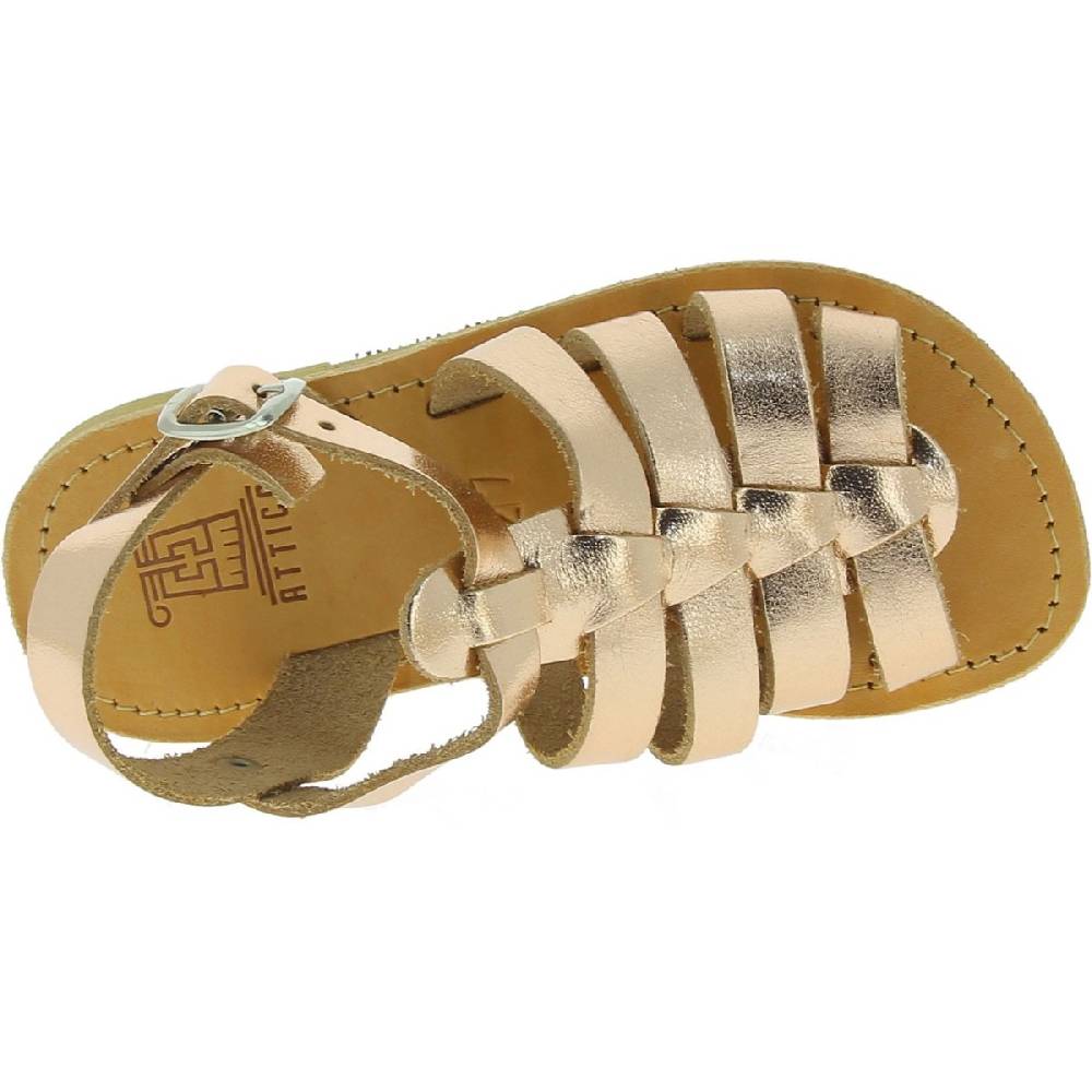 Lartigiano Del Cuoio Sandali gladiatore da bambina in pelle di vitello laminata oro rosa chiusura con fibbia Vendite Flash