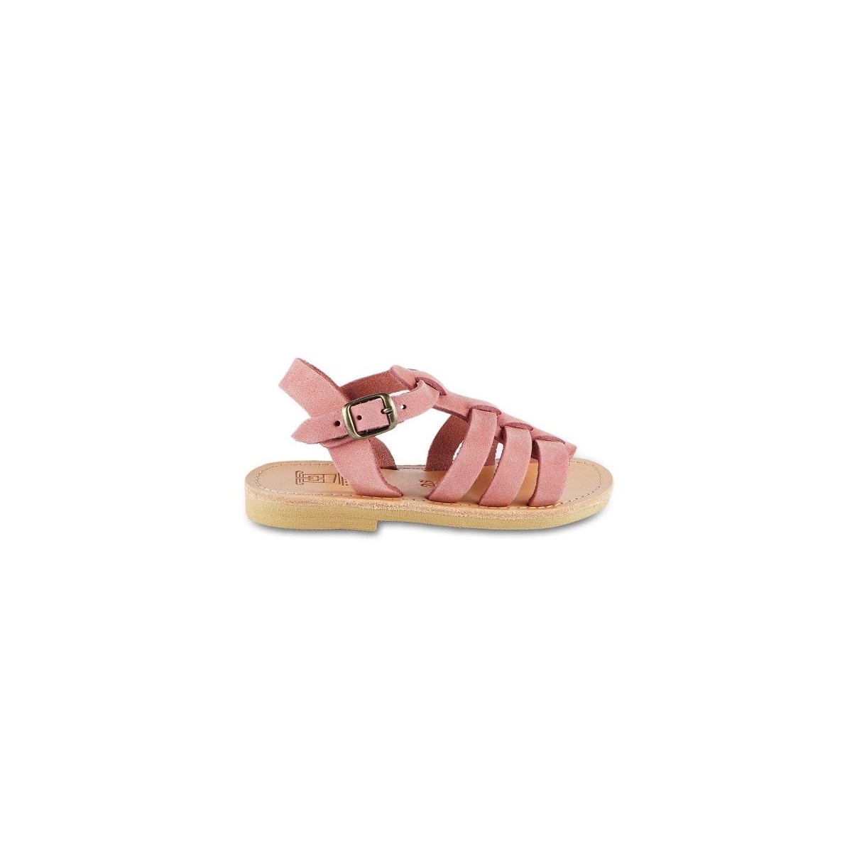 Lartigiano Del Cuoio Sandalo da bambina in morbida pelle nubuck rosa chiusura con fibbia In Saldo