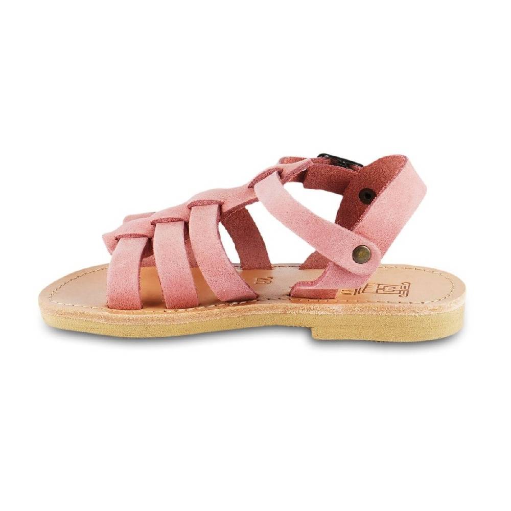 Lartigiano Del Cuoio Sandalo da bambina in morbida pelle nubuck rosa chiusura con fibbia In Saldo