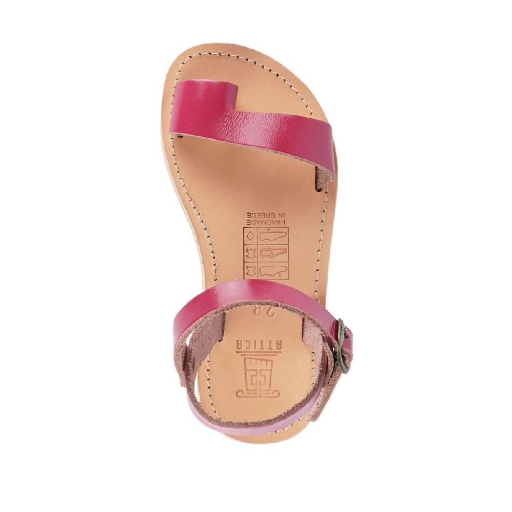 Lartigiano Del Cuoio Sandali infradito da bambina in pelle di vitello fucsia chiusura con fibbia 2025