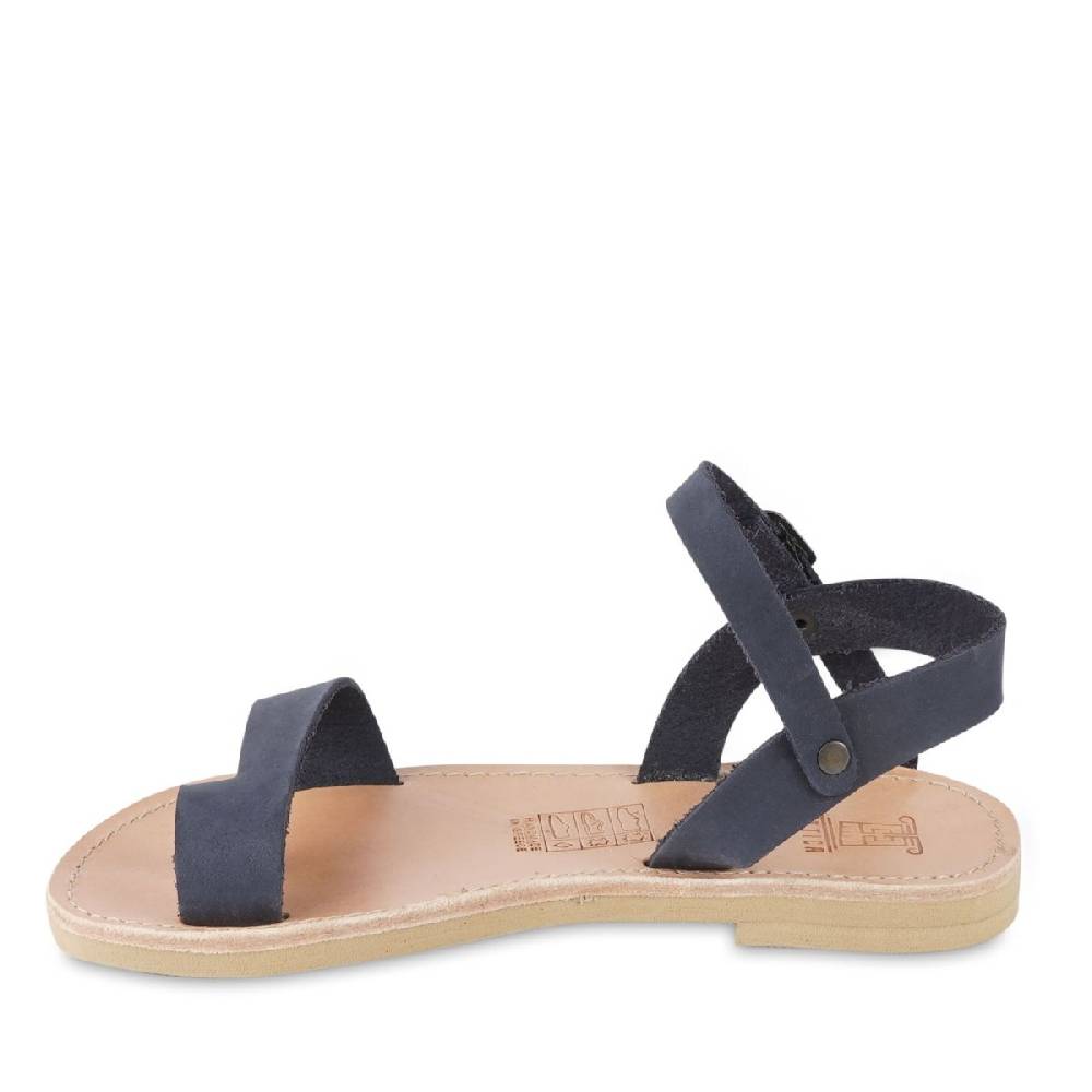 Lartigiano Del Cuoio Sandali infradito da bambino in pelle nubuk blu chiusura con fibbia Italy