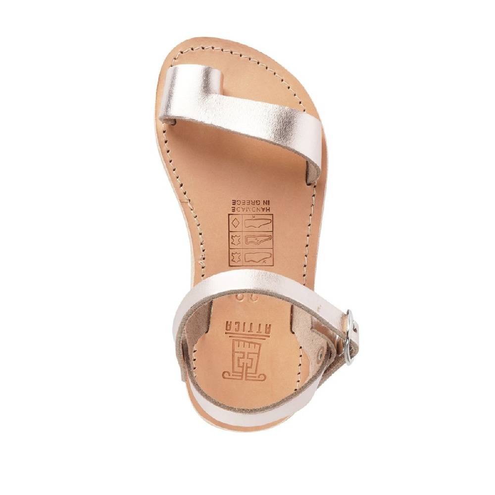 Lartigiano Del Cuoio Sandali infradito da bambina in pelle di vitello oro rosa chiusura con fibbia In Linea
