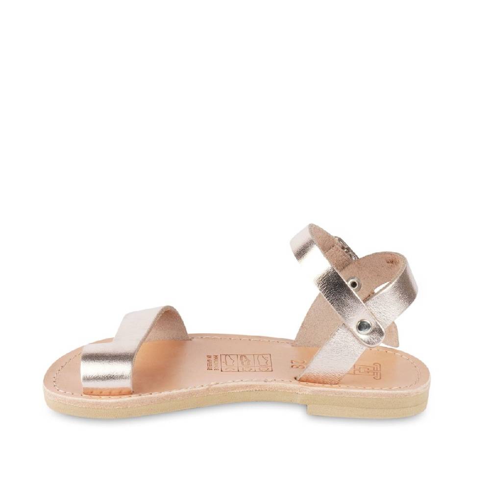 Lartigiano Del Cuoio Sandali infradito da bambina in pelle di vitello oro rosa chiusura con fibbia In Linea