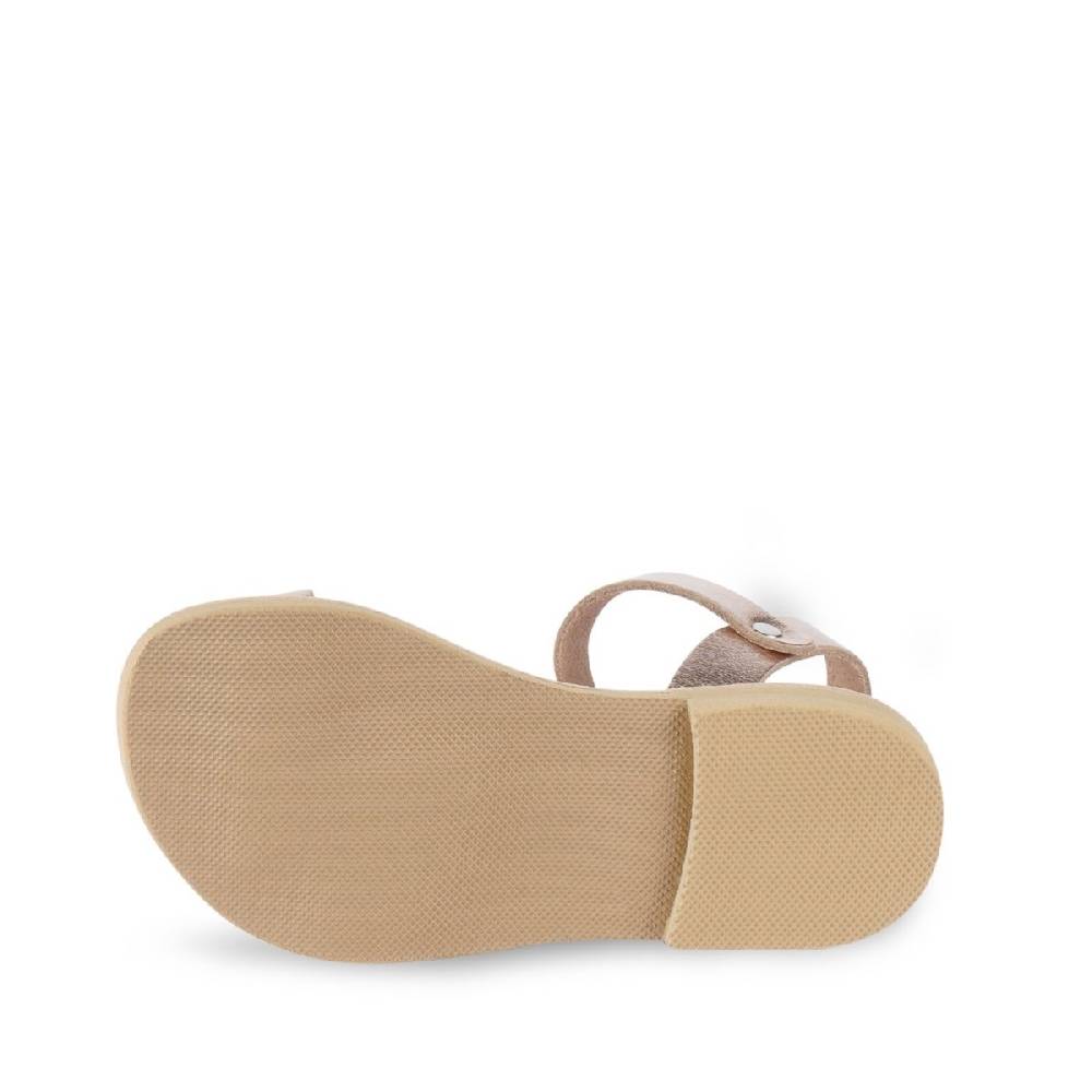 Lartigiano Del Cuoio Sandali infradito da bambina in pelle di vitello oro rosa chiusura con fibbia In Linea