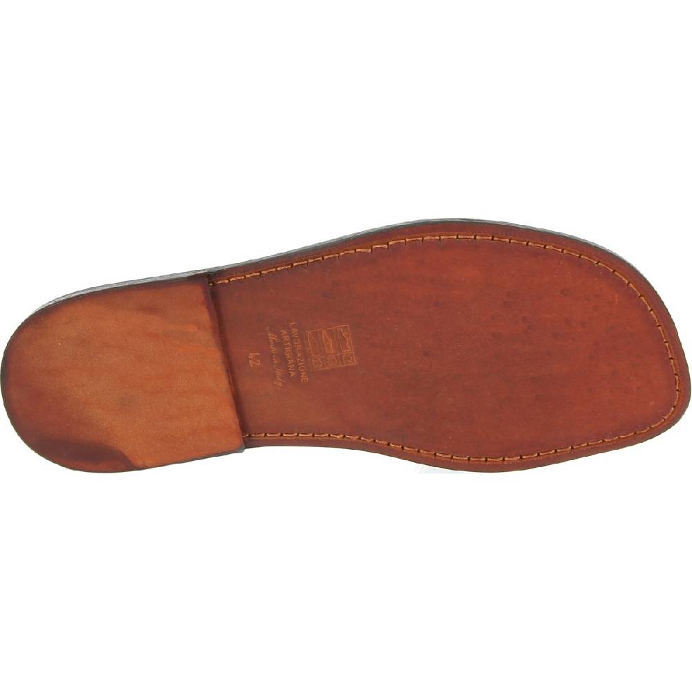 Lartigiano Del Cuoio Ciabatte da uomo in pelle di vitello color testa di moro artigianali Vendita
