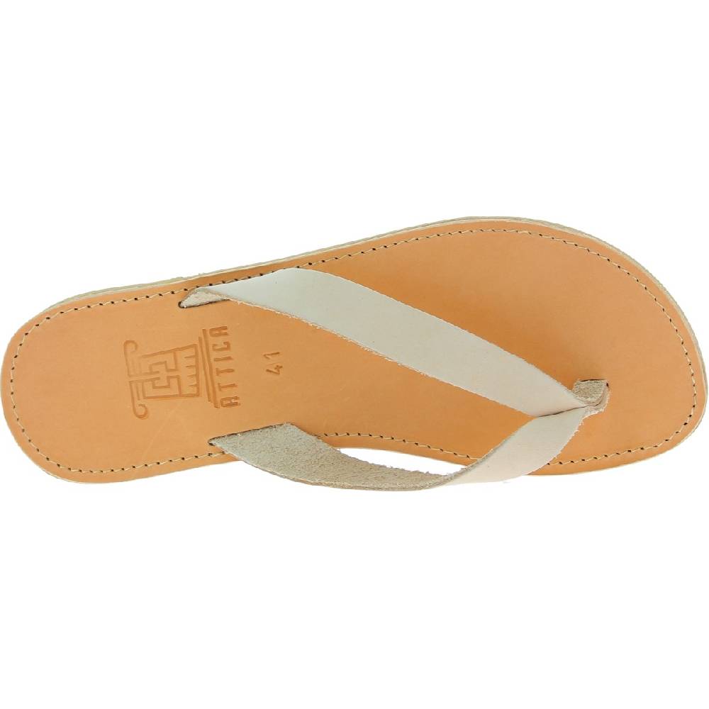 Lartigiano Del Cuoio Sandali infradito slip-on da uomo in pelle nabuk bianco sporco fatti a mano Pezzi Unici