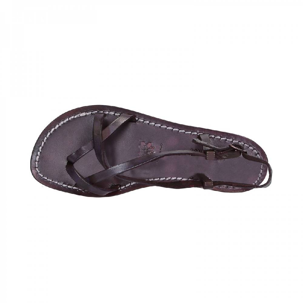 Lartigiano Del Cuoio Sandali cuoio artigianali donna in pelle color prugna Soddisfazione Garantita