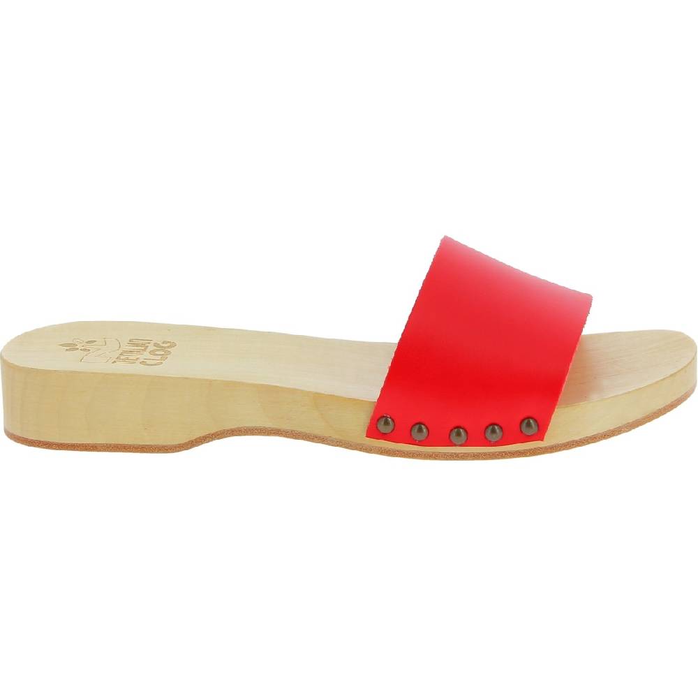 Lartigiano Del Cuoio Zoccoli di legno artigianali da uomo con fascia in pelle rossa Fino Al -60%