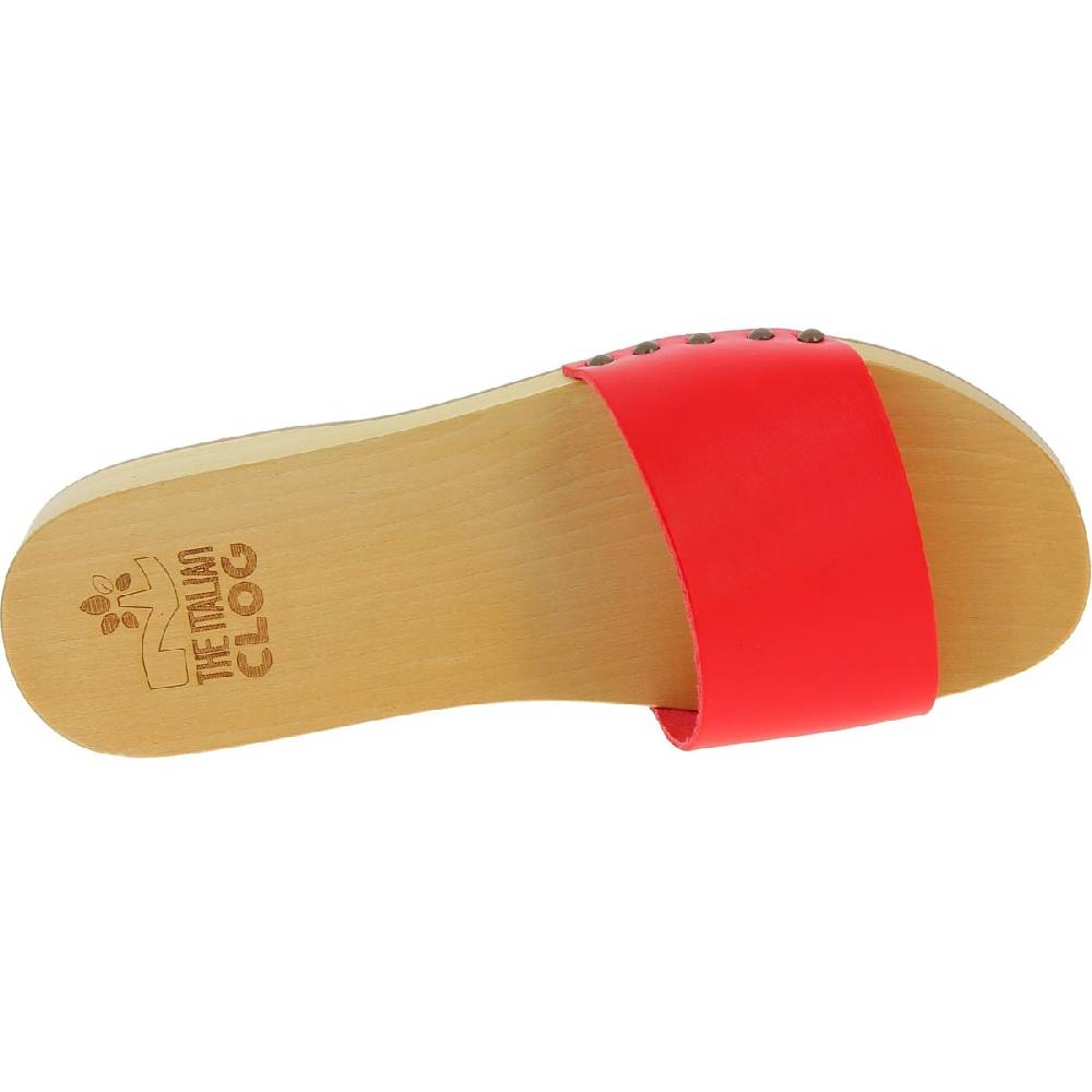 Lartigiano Del Cuoio Zoccoli di legno artigianali da uomo con fascia in pelle rossa Fino Al -60%