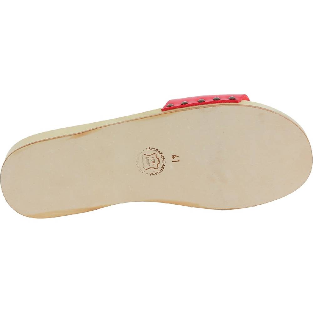 Lartigiano Del Cuoio Zoccoli di legno artigianali da uomo con fascia in pelle rossa Fino Al -60%