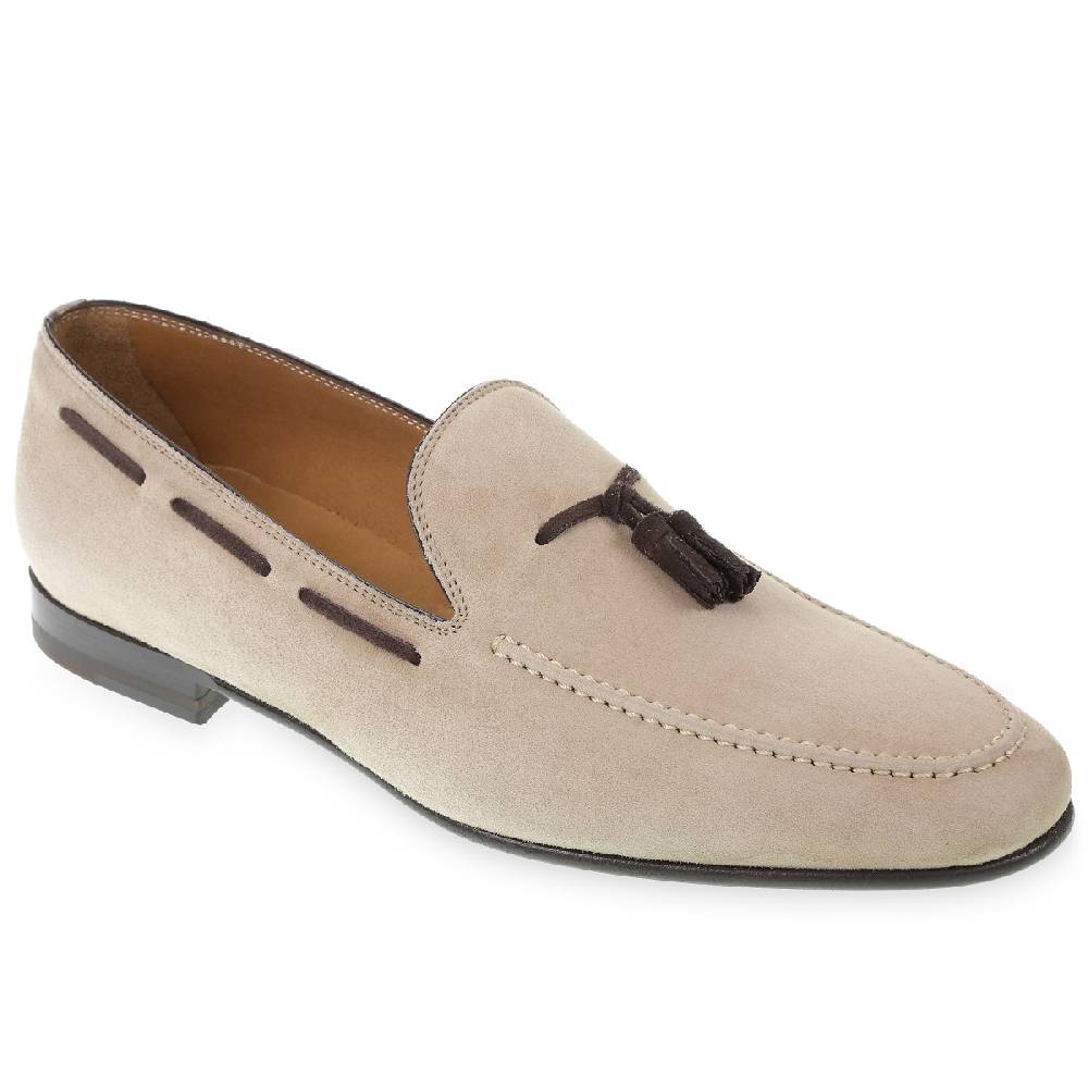 Lartigiano Del Cuoio Mocassino con nappine in pelle di camoscio beige fatto a mano da Fratelli Borgioli Convenienza