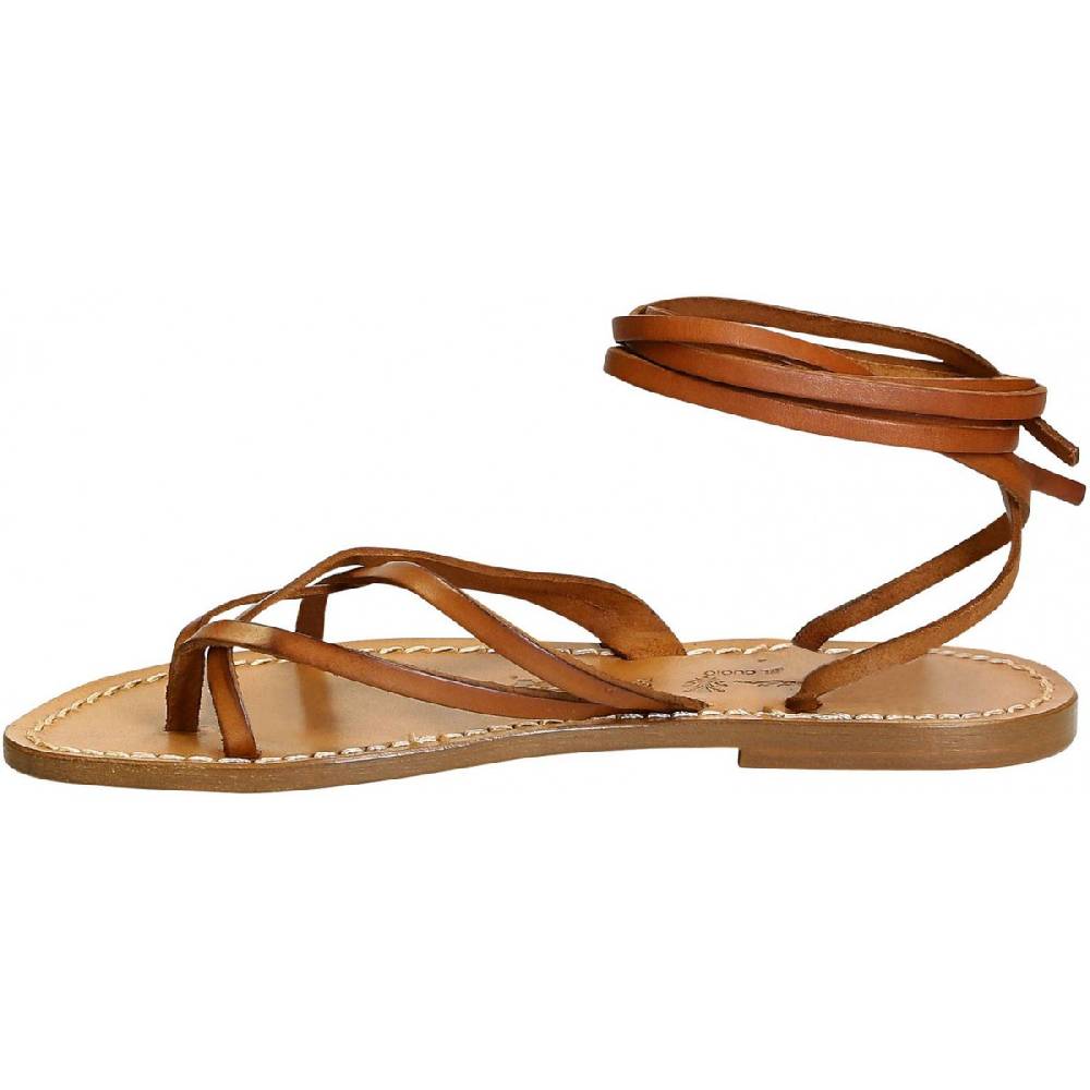 Lartigiano Del Cuoio Sandali alla schiava donna artigianali in pelle color cuoio antico Online