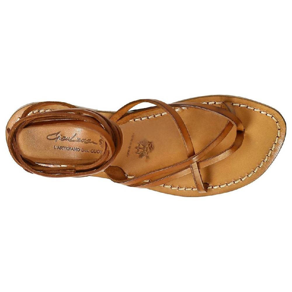 Lartigiano Del Cuoio Sandali alla schiava donna artigianali in pelle color cuoio antico Online