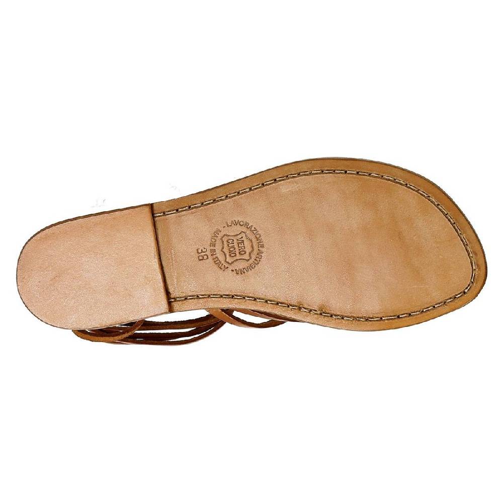 Lartigiano Del Cuoio Sandali alla schiava donna artigianali in pelle color cuoio antico Online