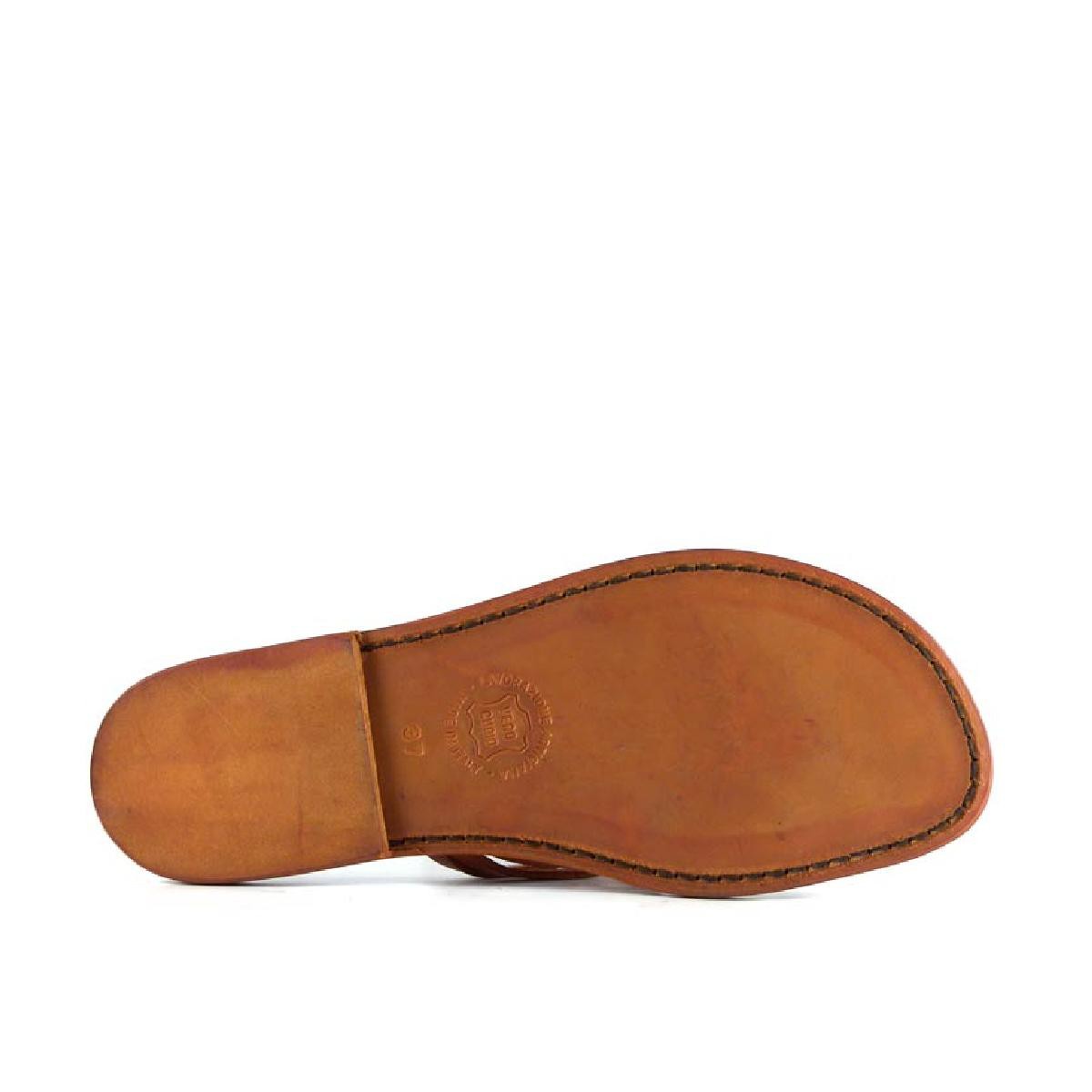 Lartigiano Del Cuoio Infradito intrecciati da donna fatti a mano in pelle arancio con suola in cuoio Offerte