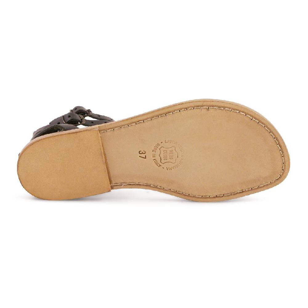 Lartigiano Del Cuoio Sandali gladiatore da donna in pelle nero fatti a mano I Più Venduti