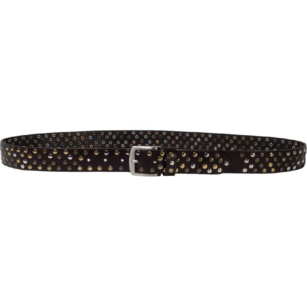 Lartigiano Del Cuoio Cintura borchiata in pelle marrone scuro di 3,5 cm unisex In Saldo