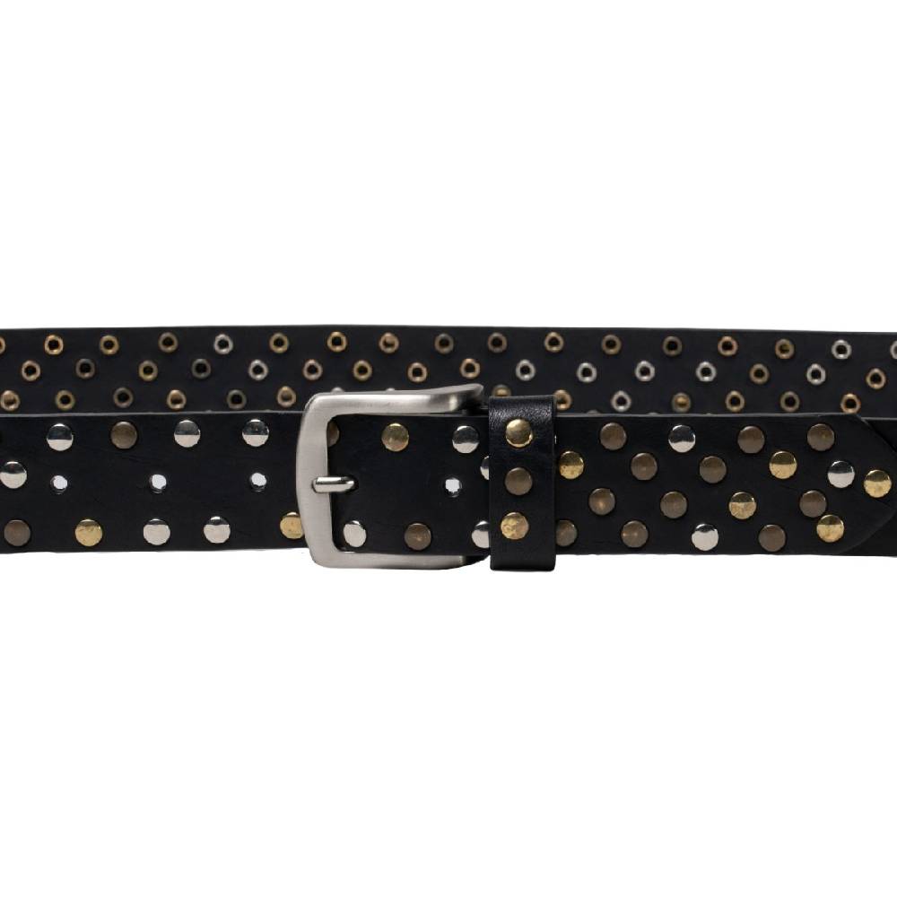 Lartigiano Del Cuoio Cintura in pelle nera con borchie metalliche unisex Nuova