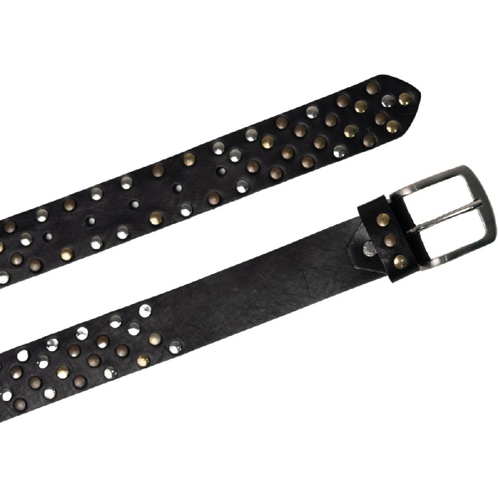 Lartigiano Del Cuoio Cintura in pelle nera con borchie metalliche unisex Nuova