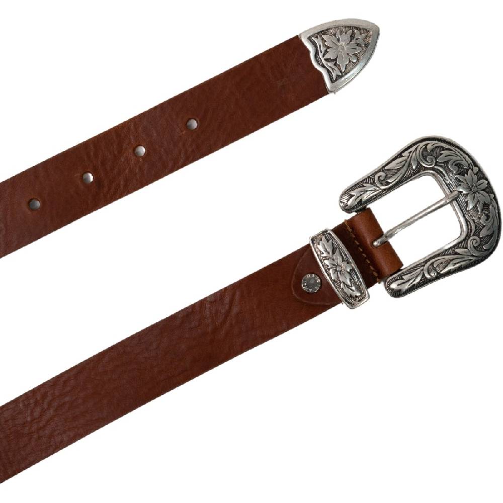 Lartigiano Del Cuoio Cintura western donna in cuoio con fibbia in metallo inciso Moda