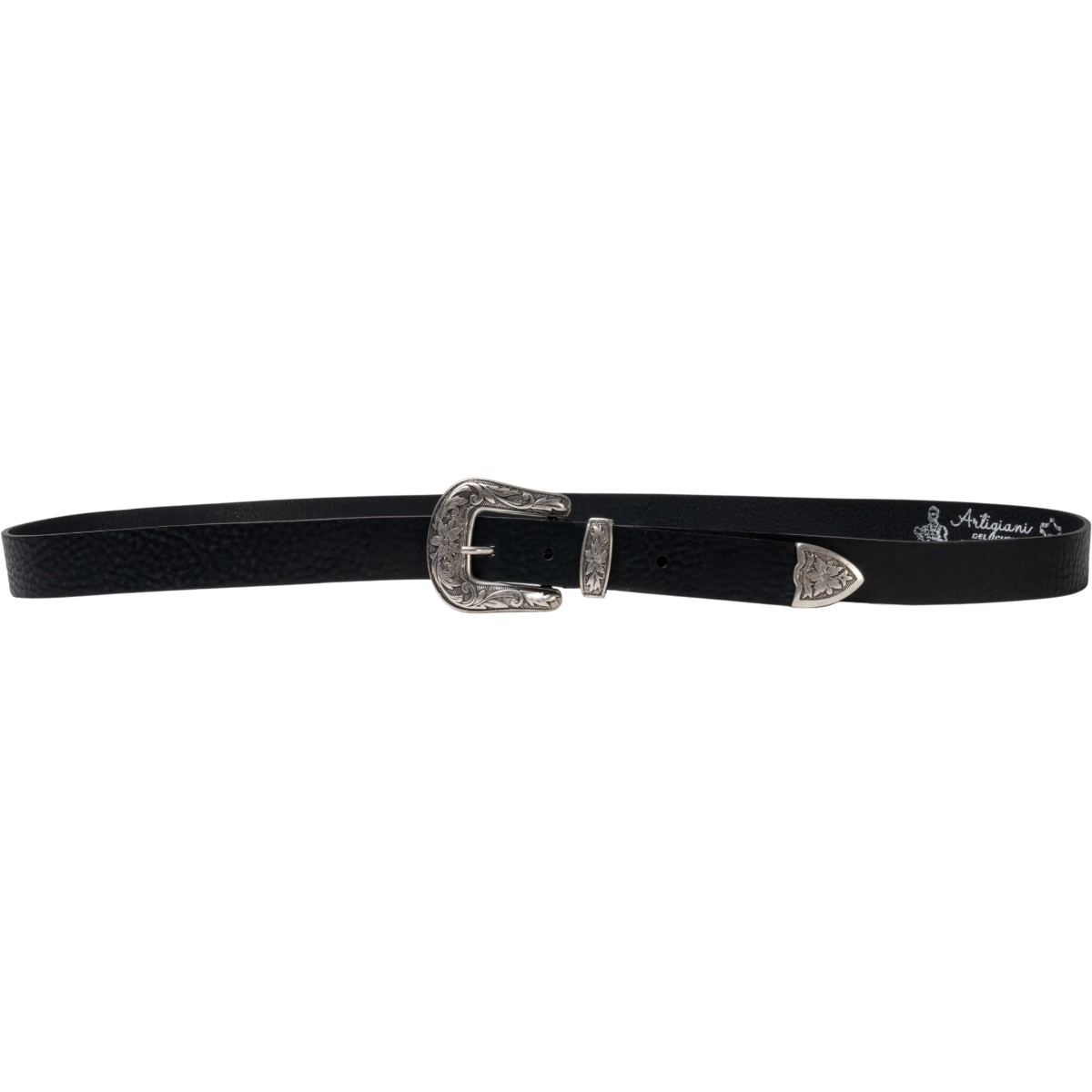 Lartigiano Del Cuoio Cintura western donna in pelle nera con fibbia in metallo Italy