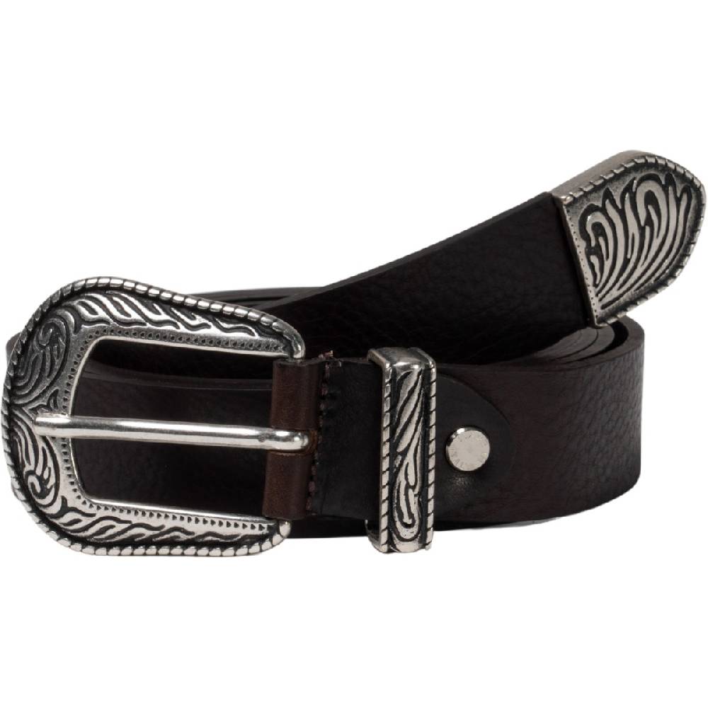 Lartigiano Del Cuoio Cintura western donna in pelle marrone con puntale in metallo inciso Negozi Online
