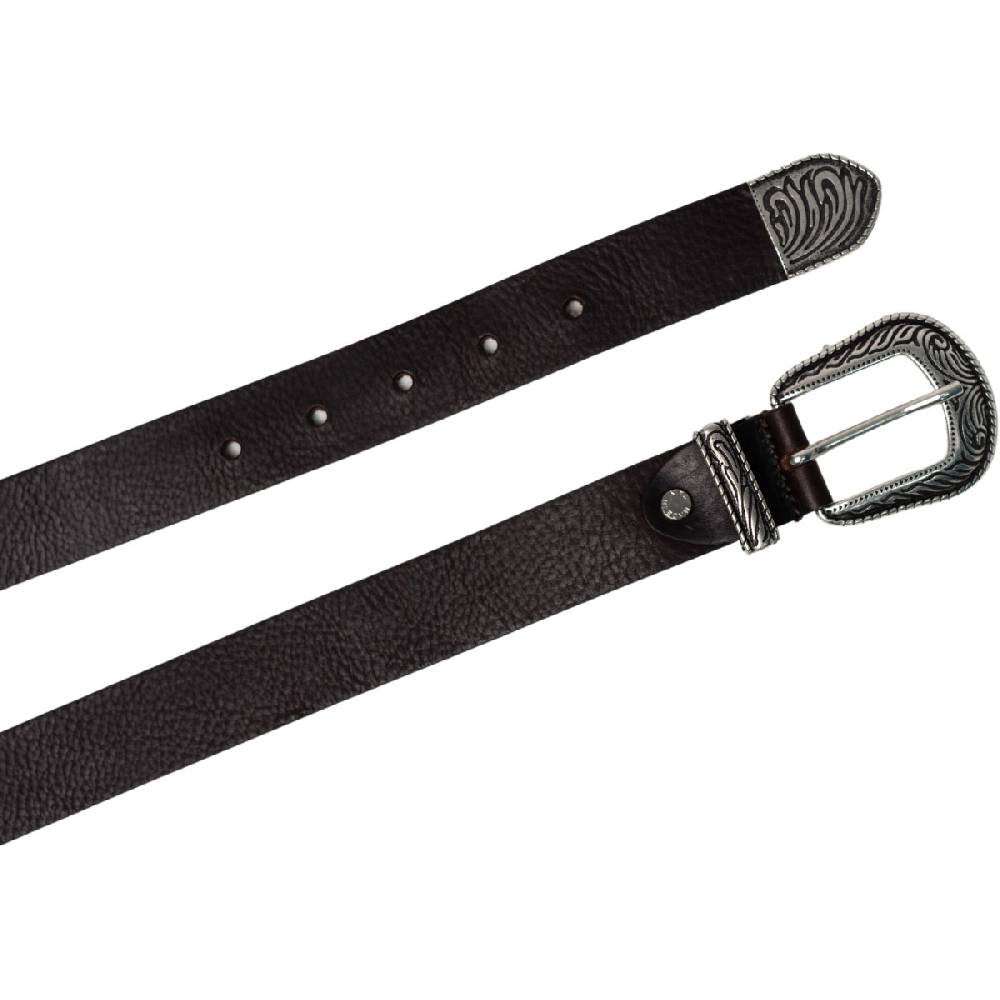 Lartigiano Del Cuoio Cintura western donna in pelle marrone con puntale in metallo inciso Negozi Online