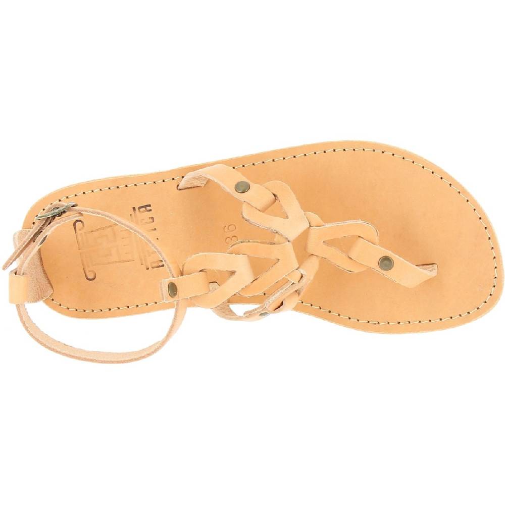 Lartigiano Del Cuoio Sandali infradito da donna con lacci incrociati fatti a mano in pelle di vitello nude Saldi