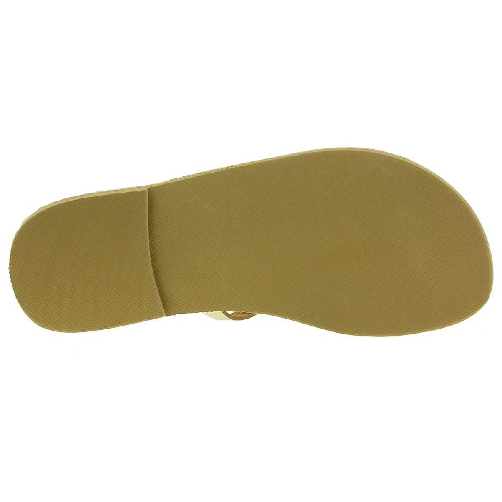 Lartigiano Del Cuoio Sandali infradito da donna con lacci incrociati fatti a mano in pelle di vitello laminata oro Offerte