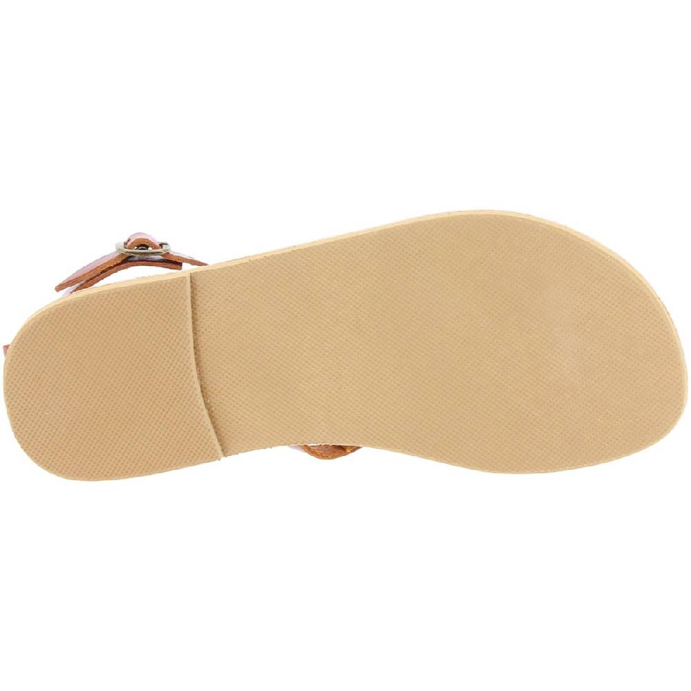 Lartigiano Del Cuoio Sandali infradito da donna con lacci incrociati fatti a mano in pelle di vitello marrone Hotsell