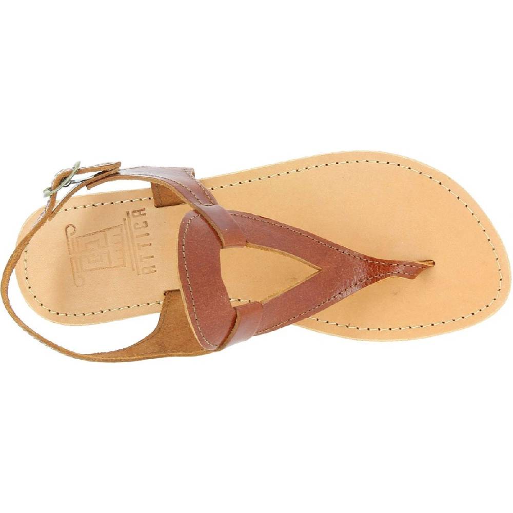 Lartigiano Del Cuoio Sandali infradito a goccia da donna fatti a mano in pelle di vitello marrone Vendita Calda